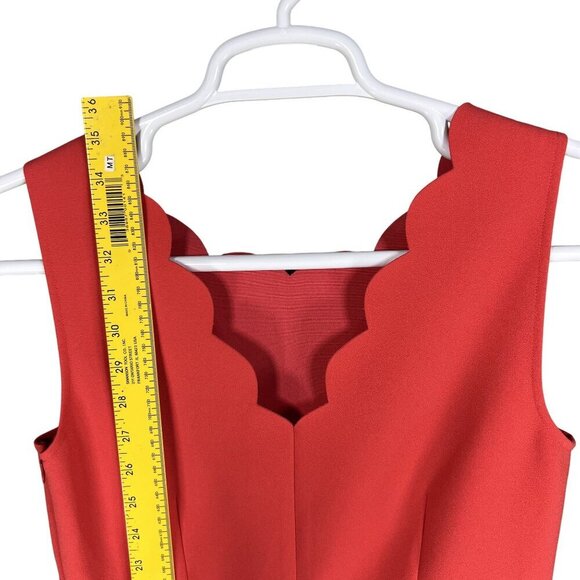 J Crew Womens 2 Coral Scallop Sleeveless Shift Dress Side Zip Timeless Career - Picture 11 of 14